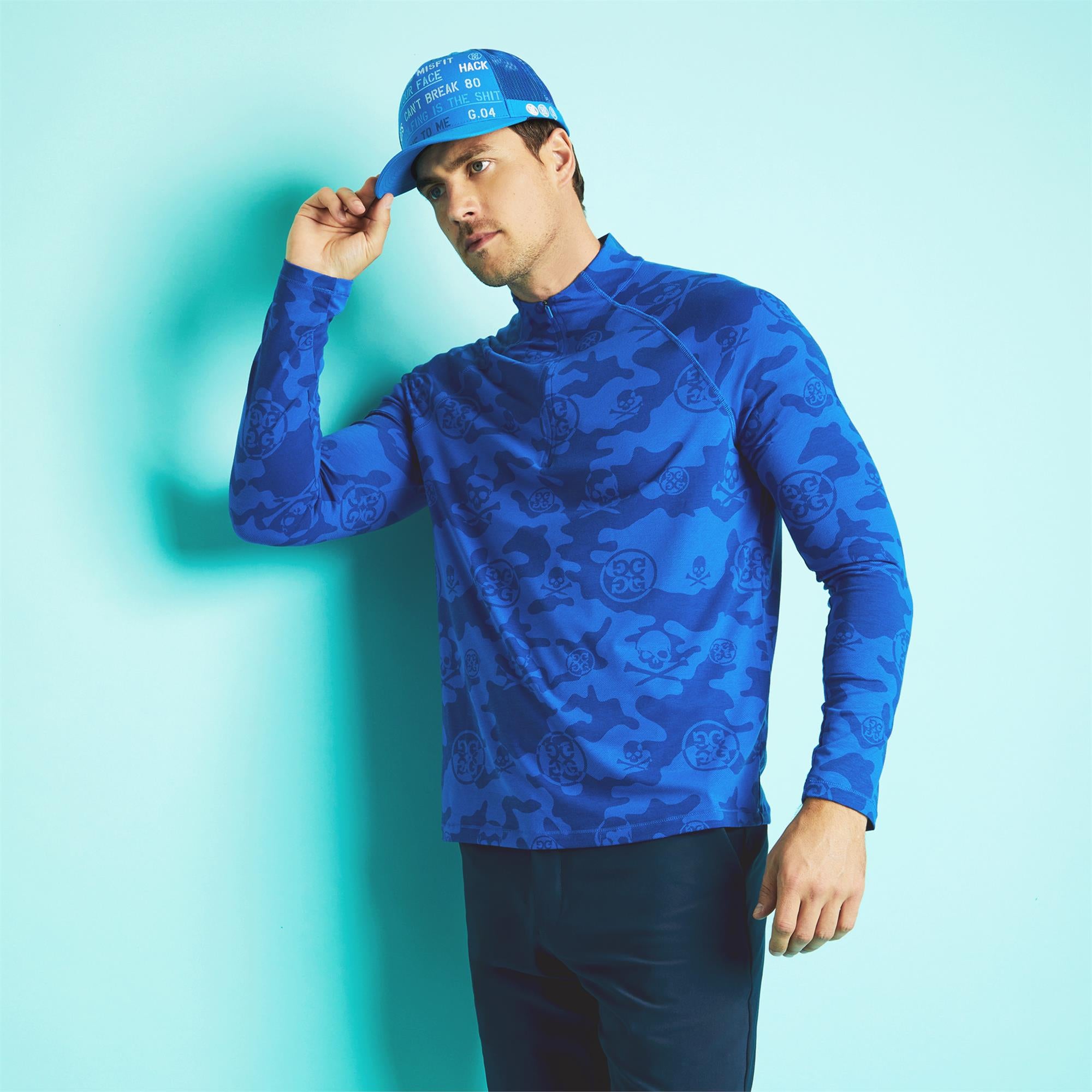G/FORE Exploded Icon Camo Luxe Quarter Zip Mid Layer Surf